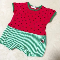 🍉すいか🍉 CROISSANCE BEBE スイカ柄ロンパース  70cmの画像