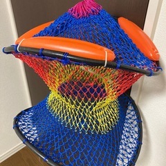 【釣り竿✖️２本・魚活かし用タモ網✖️２個・集魚材✖️１袋】の画像