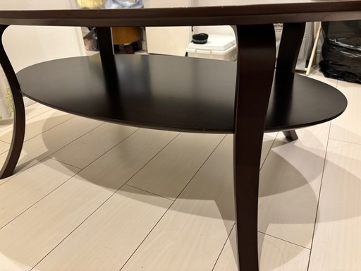 【美品】センターテーブル（収納棚付き）100×60×40cm ダークブラウン