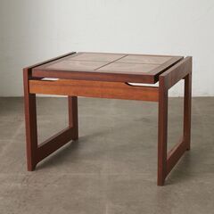 【発送の場合は即購入不可】 英国 ヴィンテージ タイルトップ コーヒーテーブル 木製 ミッドセンチュリー センターテーブル ローテーブル タイル天板 天然木 90865の画像