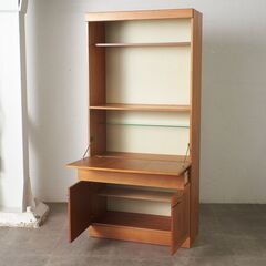 【発送の場合は即購入不可】 英国 ヴィンテージ ウォールユニット キャビネット チーク 本棚 机 デスク キャビネット 北欧 スタイル 飾り棚 収納 イギリス 97005の画像