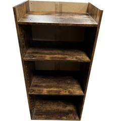 4段オープンラック／ヴィンテージ風ブラウン収納棚の画像