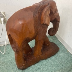 【特大 木彫り ゾウ 置物】高さ約50cm 重厚彫刻 アンティーク ヴィンテージ インテリアの画像