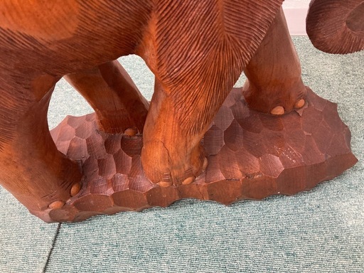 【特大 木彫り ゾウ 置物】高さ約50cm 重厚彫刻 アンティーク ヴィンテージ インテリア