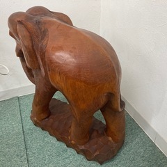 【特大 木彫り ゾウ 置物】高さ約50cm 重厚彫刻 アンティーク ヴィンテージ インテリアの画像