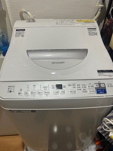 【高年式・美品】シャープ縦型洗濯乾燥機 5.5kg ES-T5E9-W 2022年製 引き取り限定