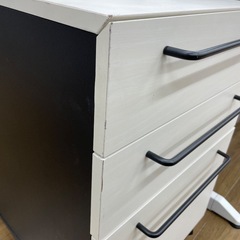 【773】 デスクワゴン 収納 引き出し キャスター付き ホワイト ブラックの画像