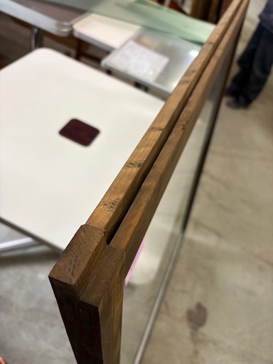 (E)建具　窓　ガラス　大きめ　2枚セット　約123cm×約97cm　古民家　古民家再生　ジャンク