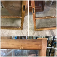ガラス小窓B 木製 2枚セット 建具 中古の画像