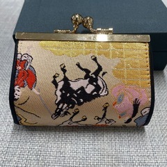 和風織り生地 ミニ財布｜古典人物柄の画像