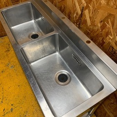 a(7862) マルゼン 2槽シンク W1200D450H800 BG100 キッチン シンク 流し台 業務用 飲食店 直接引き取りも歓迎 大阪の画像