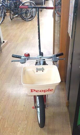 現状品 ピープル いきなり自転車 14インチ 2to6 補助輪・かじとり棒付き レッド 子供用自転車 キッズサイクル 西岡店