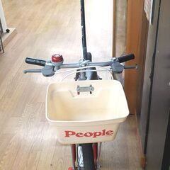 現状品 ピープル いきなり自転車 14インチ 2to6 補助輪・かじとり棒付き レッド 子供用自転車 キッズサイクル 西岡店の画像