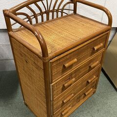 ラタン 4段 チェスト 整理箪笥 籐製 藤製 インテリア 幅65cm×奥行41cm×高さ95cmの画像