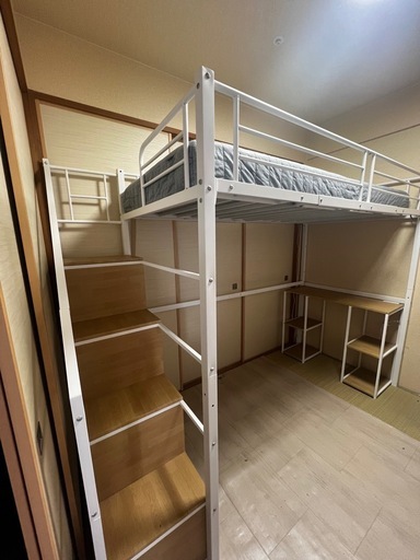 決定しました。ロフトベット★マットレス付きシングルパイプベット、お値引き可能