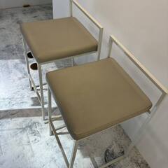 ハイチェア　ホワイトXグレージュ　座面高さ65cmの画像