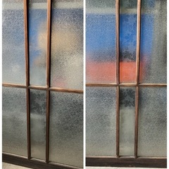 （Y）ガラス窓　2枚組　古民家　中古品の画像