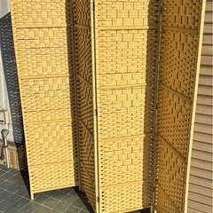 ★オシャレ★ ラタン 4連パーテーション 折りたたみ式 間仕切り ナチュラルデザイン・高さ170cmの画像