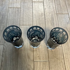 美品★深青色の江戸切子（えどきりこ）のグラス3個セットの画像