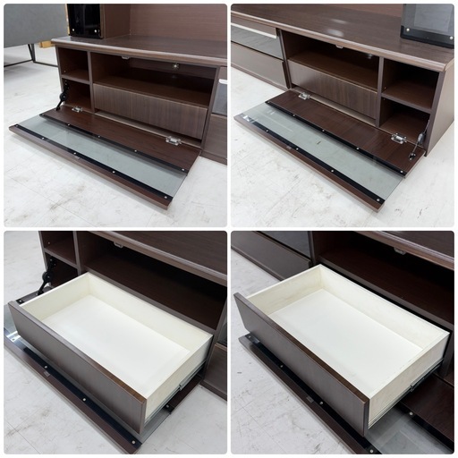 【超美品‼️】オシャレ♪ 180cm幅壁面テレビボード 55インチまで対応 TV台 テレビ台 リビング収納家具 木目調ダークブラウン♪