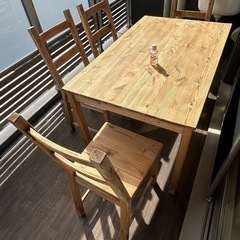 【取引終了】ガーデン ウッドテーブル チェアー×4セット (木製)の画像