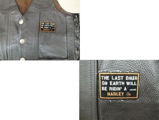 ハーレーダビッドソン HARLEY DAVIDSON レザーベスト ダークブラウン メンズ LｻｲｽﾞUSA製 BIKER 本革ベスト