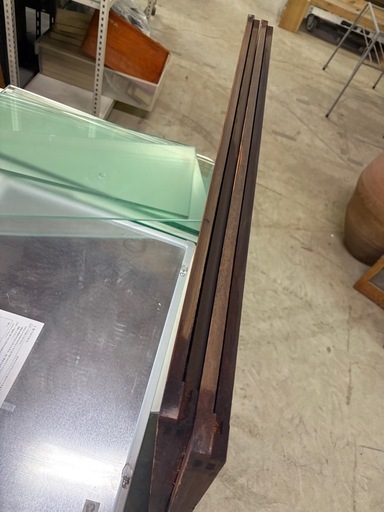 建具　窓　ガラス　2枚セット　(約)110.5cm×92cm×3cm 古民家　古民家再生　ジャンク
