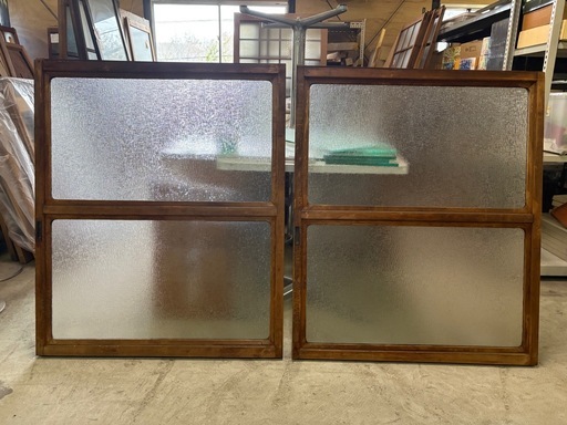 建具　窓　ガラス　2枚セット　(約)110.5cm×92cm×3cm 古民家　古民家再生　ジャンク ねじ切り機 パイプマシン【公式通販】