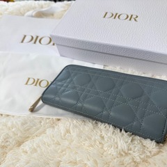 日本限定 ChristianDior LADY DIOR VOYAGEUR ラムスキンディオール ウォレット カナージュ  長財布の画像