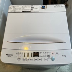 説明書なし Hisense 4.5kg簡易乾燥付洗濯機 HW-E4503 2020年製 中古の画像