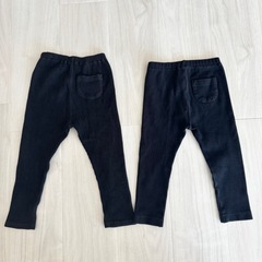 ユニクロ UNIQLO ベビー服 レギンス 90cm 黒 2点セット ポケット付の画像