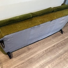 【1970年代】昭和レトロ 深緑3Pソファ ヴィンテージ モケットの画像