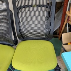 【中古】大阪引取限定　内田洋行　チェア　4脚　U480A-00B　3脚　グリーン　オレンジ　EPO-2　オレンジ【KNCL022】の画像