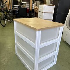 【リサイクルショップ ピカソ 小松原】📢🧺✨【木天板が最高‼️】アイリスオーヤマ ウッドトップチェスト 3段✨ワイド63cmで収納爆増‼️✨【WOOD TOP CHEST W653P】★7933★の画像