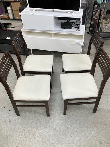 坂2603-125 大商産業 ダイニングテーブルセット ホワイト 椅子4脚付き ※バラ売り不可 キズ汚れ破れ有り