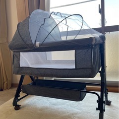 🟤ベビーベッド 折りたたみ 赤ちゃん 添い寝 ベッド お昼寝 高さ調節 揺りかご 出産祝い ベビー プレゼント 幼児用 折り畳み ベビープレイヤードの画像