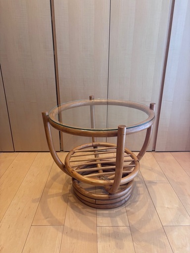 70-80's ヴィンテージ ラタン/藤 テーブル ミッドセンチュリーモダン