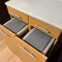 【引取限定・2,500円】ダストボックス付き！しっかり造りのキッチンボード（収納棚）の画像