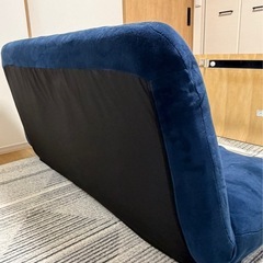 【LOWYA】 2人掛けソファ　ネイビー　ベッド　座椅子の画像