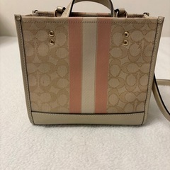 COACH デンプシートートバッグ ベージュ/ピンクの画像