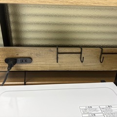 PRTONE キッチンラック レンジラック 幅60×奥行40×高さ130cm ナチュラル 2口コンセント 高さ調整棚 大型レンジ対応 中古美品の画像