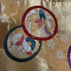 正絹 袋帯 金色 花柄 フォーマル 着物 和装　成人式の画像