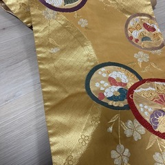 正絹 袋帯 金色 花柄 フォーマル 着物 和装　成人式の画像