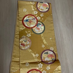 正絹 袋帯 金色 花柄 フォーマル 着物 和装　成人式の画像