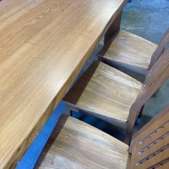 【園田産業】180cm ダイニング5点セット ナチュラル系の画像