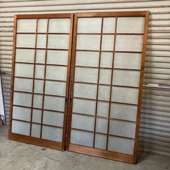 ガラス障子引き戸　2枚組　古民家　リノベーションに　中古品の画像