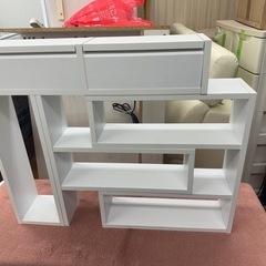 スリム収納ラック 引き出し付き ホワイト 隙間収納 オープンラック 幅62cm の画像