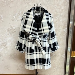 美品　snidel スナイデル　白黒チェックコート　サイズF ベルト付き　送料込の画像