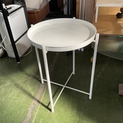 トレイテーブル　サイドテーブル　ホワイト　中古の画像
