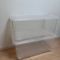 DCM 深型フタ式収納ケース　奥行き74cm 2個セットの画像